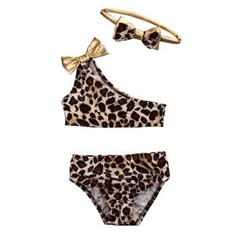 Fashion Leopard Two Pieces Set Girl Swimwear