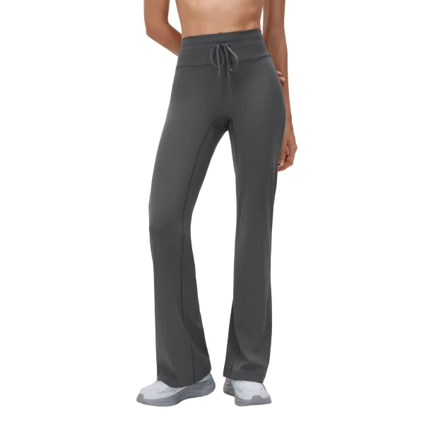 High-Waisted Drawstring Flared Solid Yoga Pants suppliers