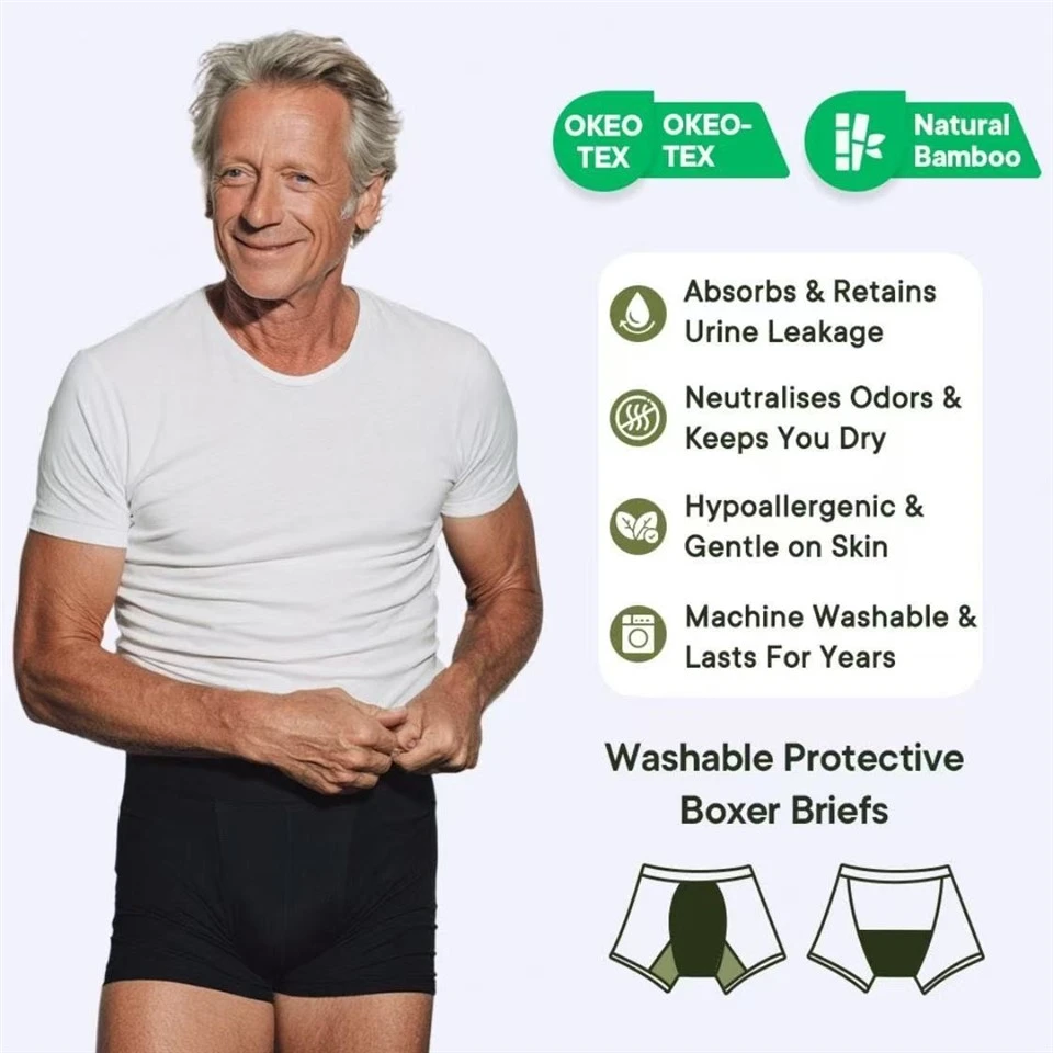 Men's Incontinence Underwear Leak Proof Washable Reusable Cotton Boxer Brief factory
