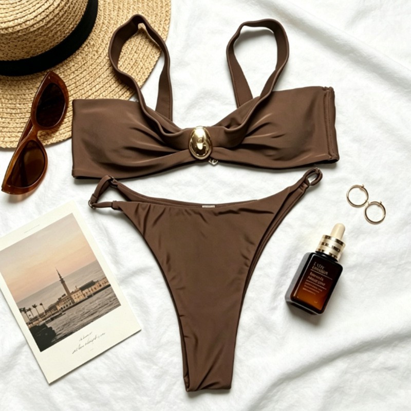 Sexy Solid Color 2 Piece Set Women's Bikini Swimsuit Sexy Solid Color 2 Piece Set Women's Bikini Swimsuit