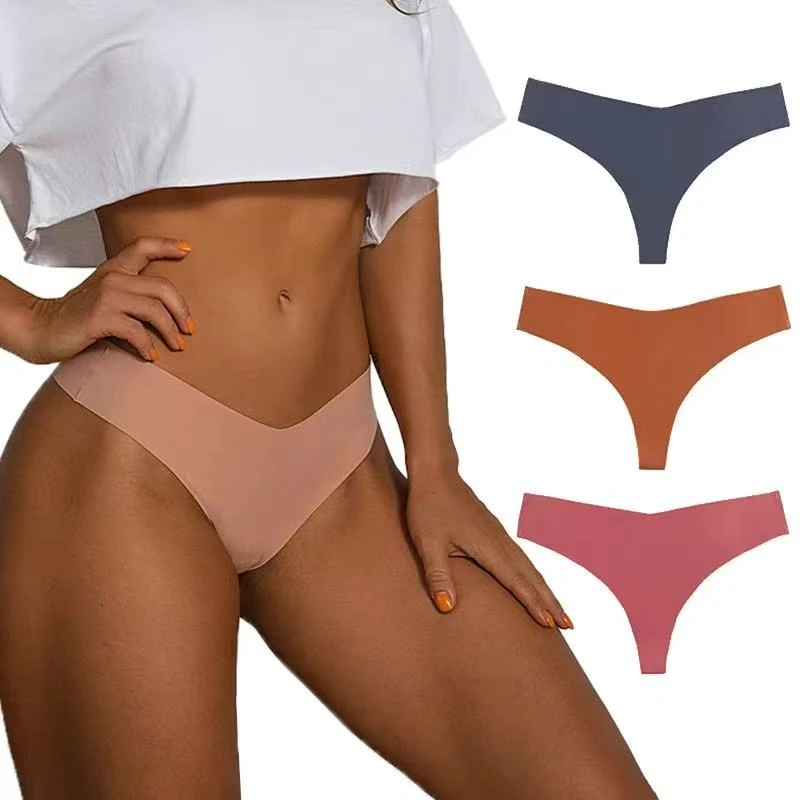 Plus-size Sexy Solid Panties Womens Breathable Low-rise T-pants Plus-size Sexy Solid Panties Womens Breathable Low-rise T-pants