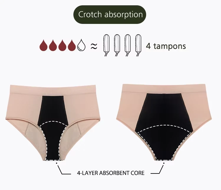 4-Layer Leak-Proof Reusable Women Menstrual Period Briefs 4-Layer Leak-Proof Reusable Women Menstrual Period Briefs