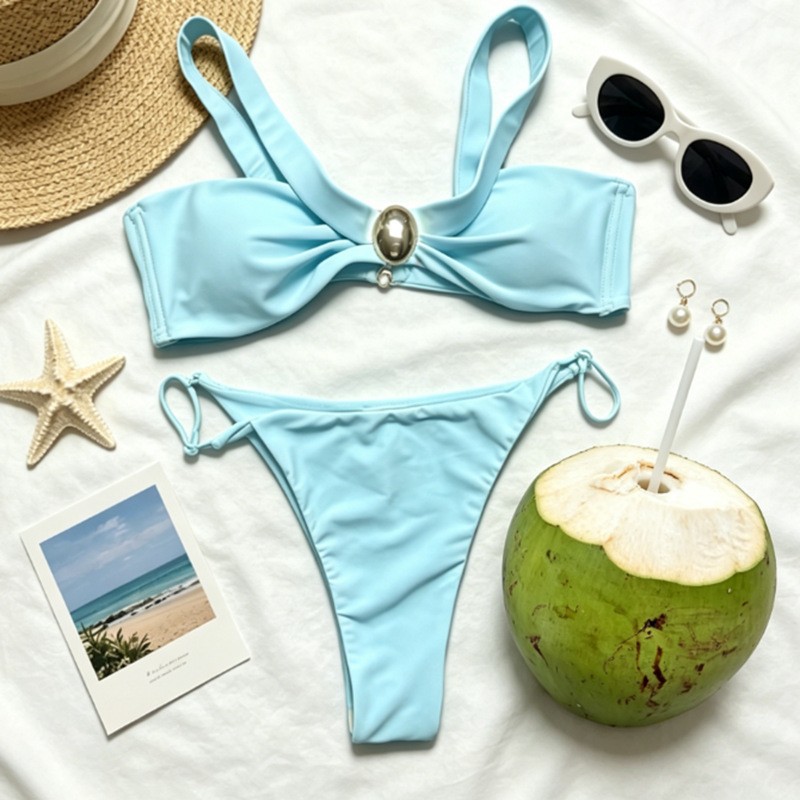 Sexy Solid Color 2 Piece Set Women's Bikini Swimsuit factory