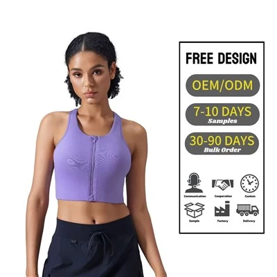 Front-zip Closure High Support Running Sports Bra