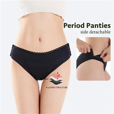 Low-Rise Menstrual Panties Reusable Cotton Lace Underwear