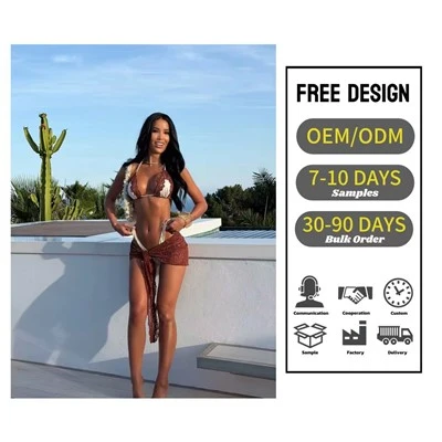 Sexy Lace Solid Three-Piece Swimsuit Women