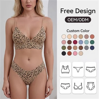 Sexy Leopard-Print Low-Rise Seamless Bra Set