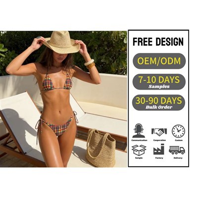 Sexy Plaid Bikini 2-Piece Set Women's Swimwear