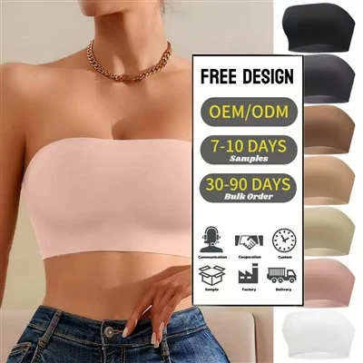 Solid Strapless Bra Women Seamless Push-up Top