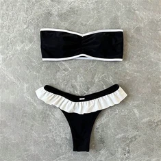 Women's Bandeau Bikini Set Ruffled High-Waist Beach