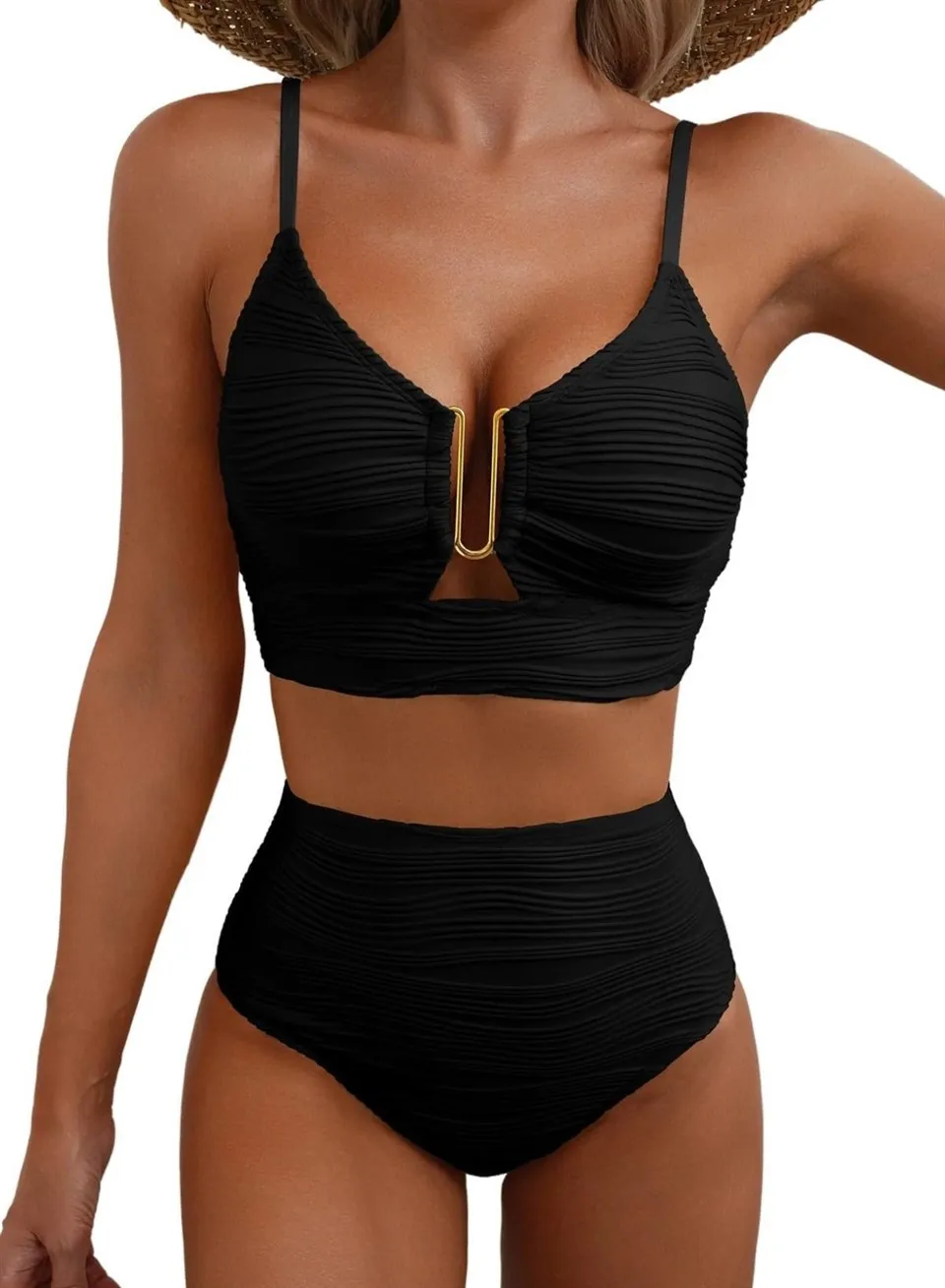 Solid Breathable Bikini V-neck Swimsuit best
