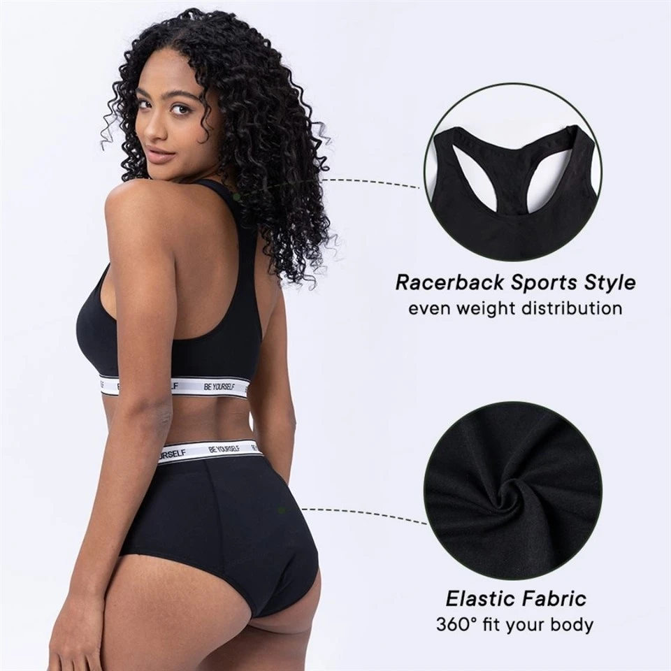 Solid Woven Anti-Bacterial Mid-Rise Menstrual Underwear factory