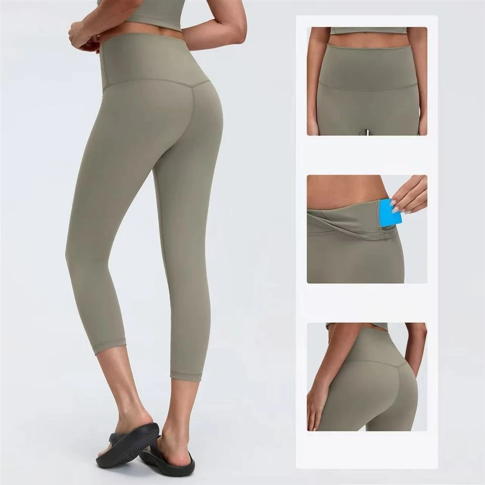 Solid Yoga Pants Womens Stretchy Tight High-Waist factory