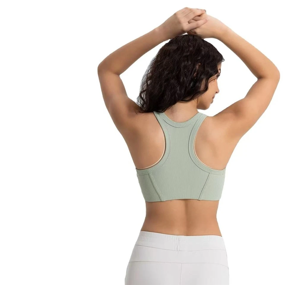 Vertical Ribbed Padded Stretchy Skin-Friendly Sports Bra factory
