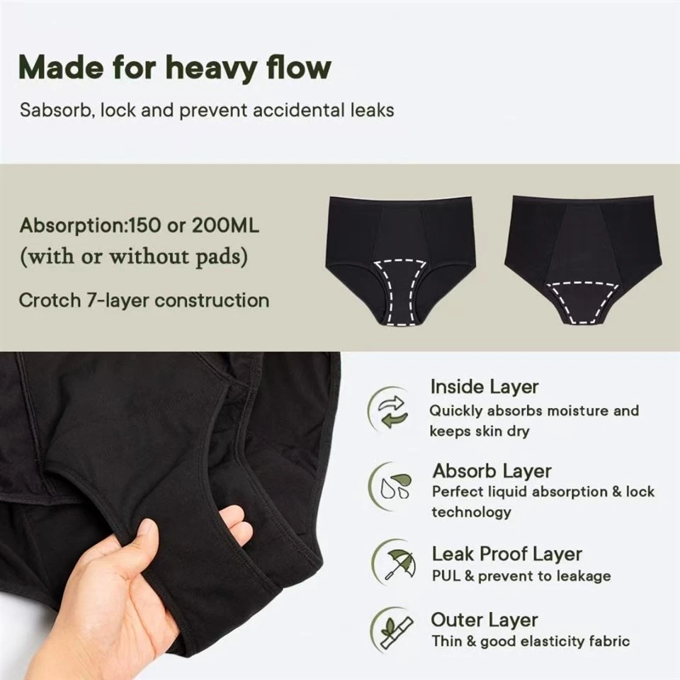 Washable Absorbency Incontinence Regular Hipster Women Reusable Panties factory