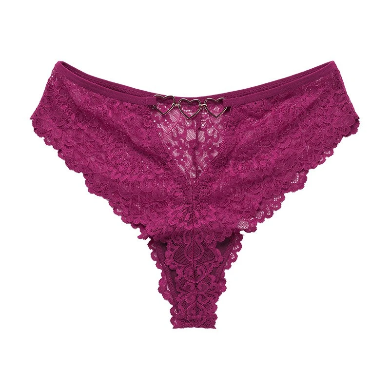 Women's Plus Size Sexy Lace Panties Metal Decoration Sport Triangle Underwear