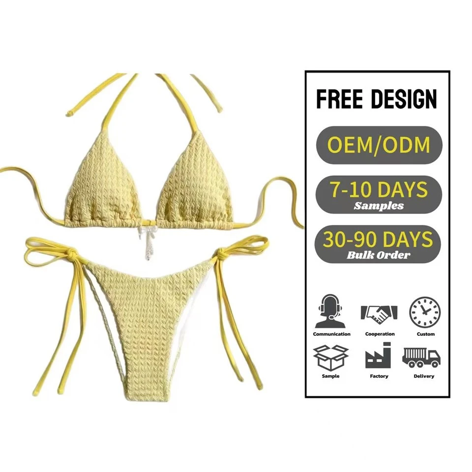 Women's Sexy Backless Strap Solid Bikini